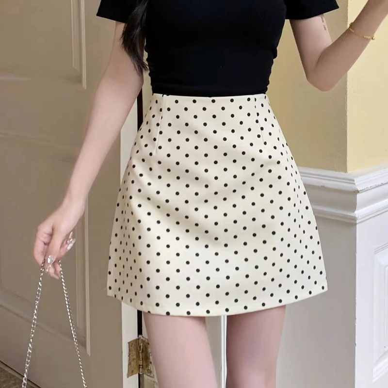Sommerliche koreanische A-Linien-Röcke mit Wellenmuster für Damen, hochtaillierte, dünne Miniröcke, elegante, modische kurze Kleider für Frauen