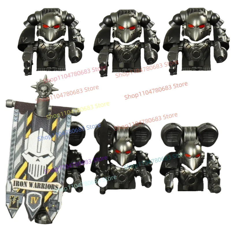 

Строительный блок MOC, 6 шт., мини-фигурка воина Frenzy Black Legion, сборная модель, украшение-аниме, мультяшная игрушка, подарок на фестиваль