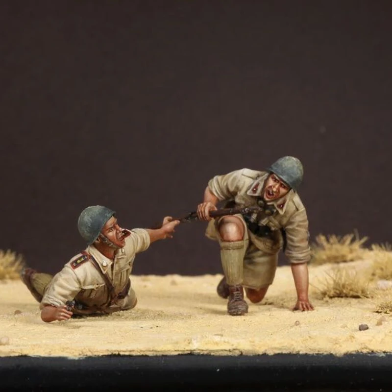 Kit de figuras de resina a escala 1/35, modelado militar del norte de África, estatuilla para 2 personas, juguete en miniatura diy sin montar sin pintar