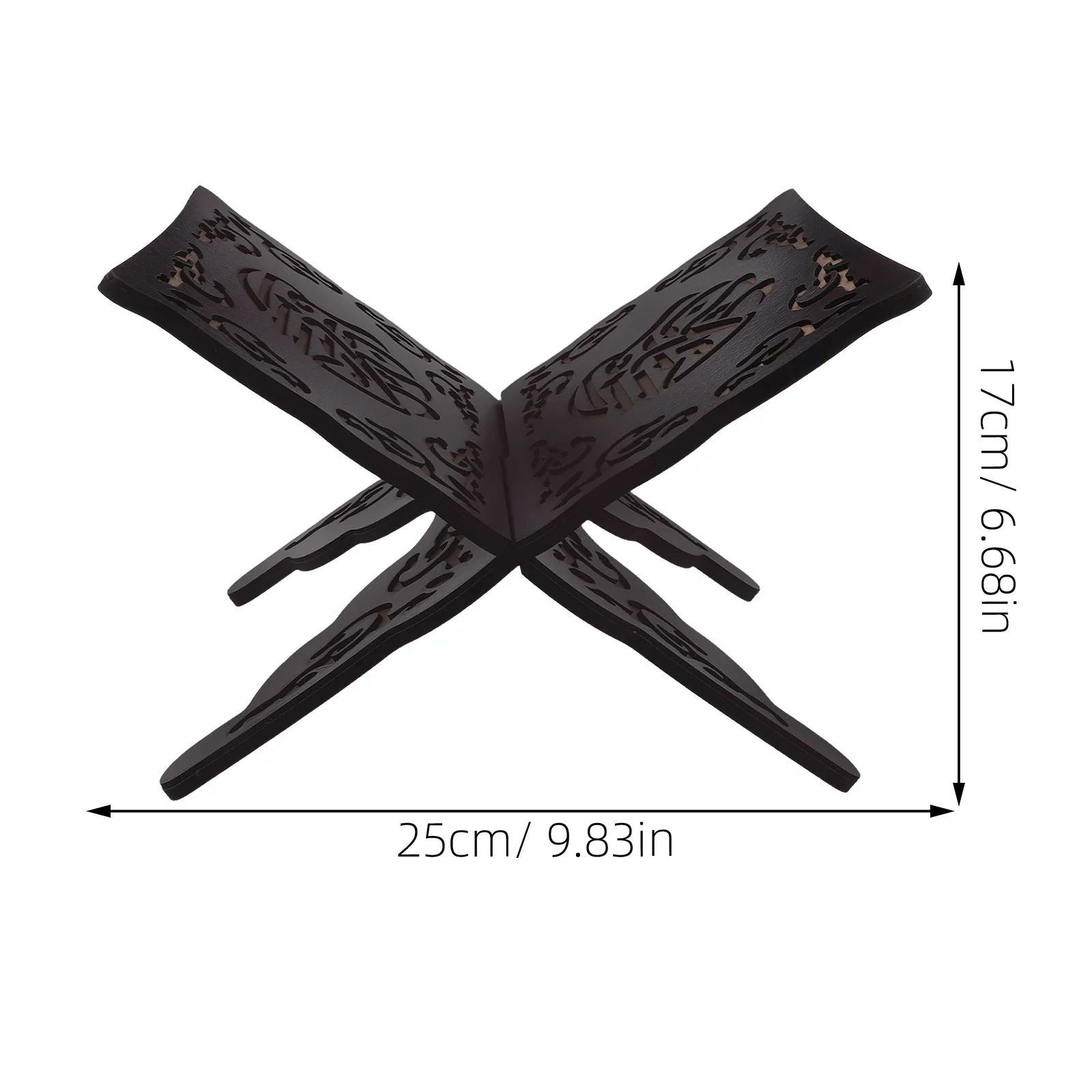 Foldable Quran Bible Book Holder Black Wooden Prayer Reading Organizer Rack Muslim Decorative Book Shelf Textbooks Stand