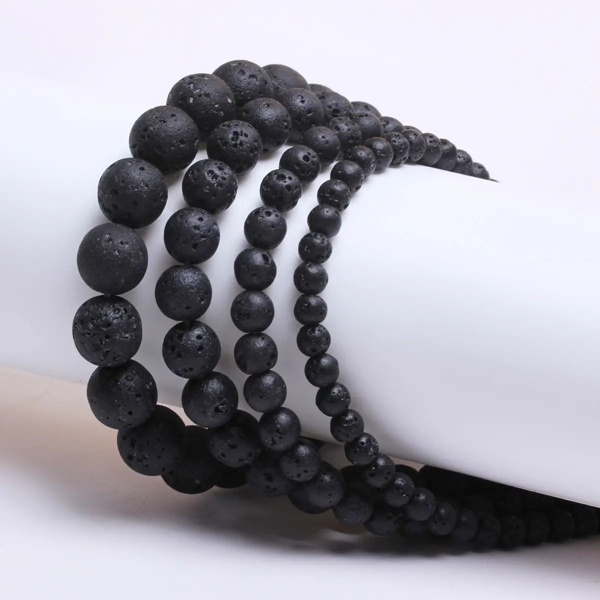 Black Natural Volcanic Stone Round Loose Beads 4 6 8 10 12mm For Bracelet Necklace DIY Jewelry Making Accessories