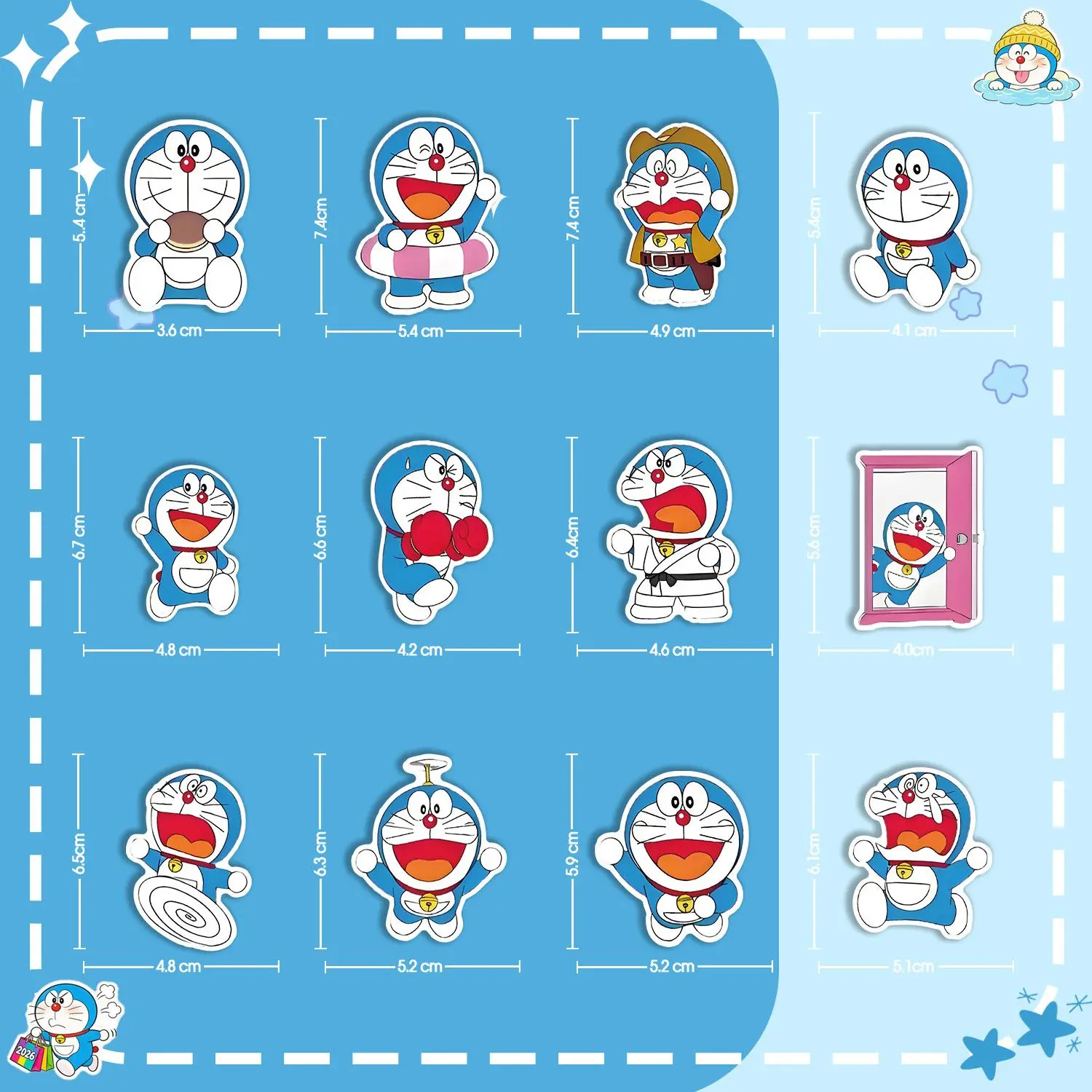 Doraemon Magnetic Refrigerator Sticker, Merchandise, Cute and Attractive Cartoon, Creative DIY, Front Door Decoration