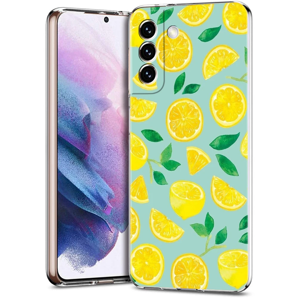 Mediterranean Lemon Case for Samsung Galaxy S24 S23 S22 S20 S21 FE Ultra S24 S23 S10 S10E S9 S8 Plus 5G Transparent Phone Shell