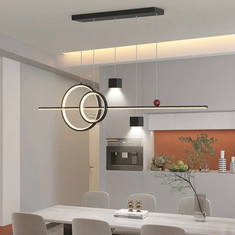 Modern Simplicity Long Strip Chandelier Kitchen Island Dining Tables Teahouse Pendant Lamp Indoor Lighting Hanging Fixture