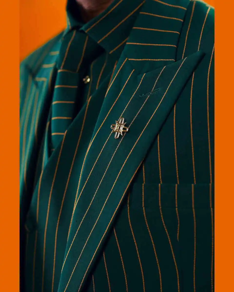 Moda gessato uomo abiti da sposa picco risvolto smoking sposo indossare 3 pezzi giacca pantaloni gilet festa serale aziendale personalizzato