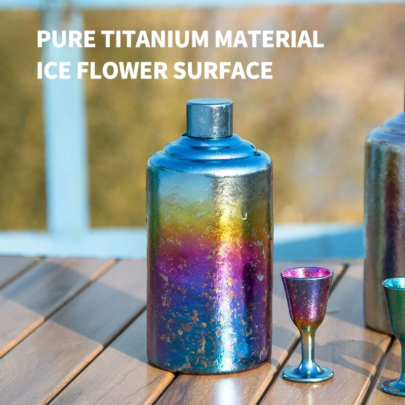 TiTo Titanium wine flask 600ml suitable for home and outdoor use camping  large capacity pure titanium wine bottle