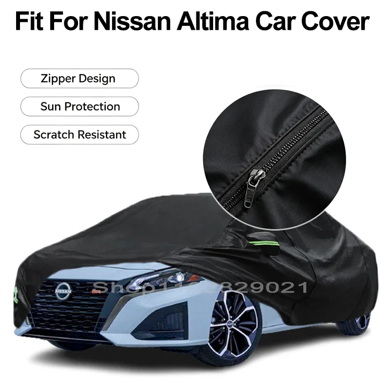 Zipper Door Waterproof Car Cover For Nissan Altima Windproof Dustproof UV Protection All Weather Auto Protector