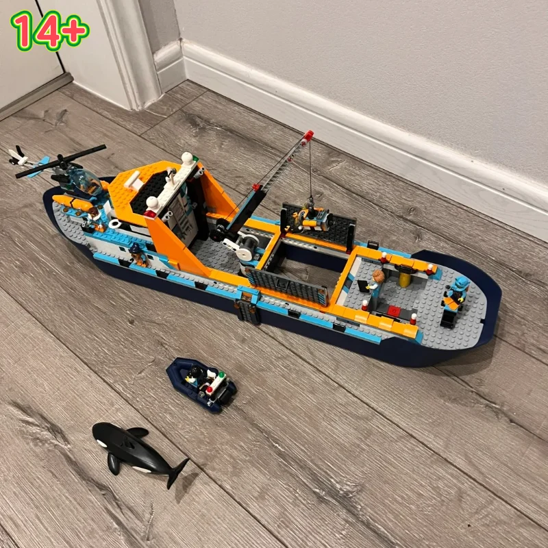 New 815pcs City Moc Building Blocks Urban Ocean Steam Ship Model Deep Sea Exploration Vessel Assembly Toys Birthday Gift