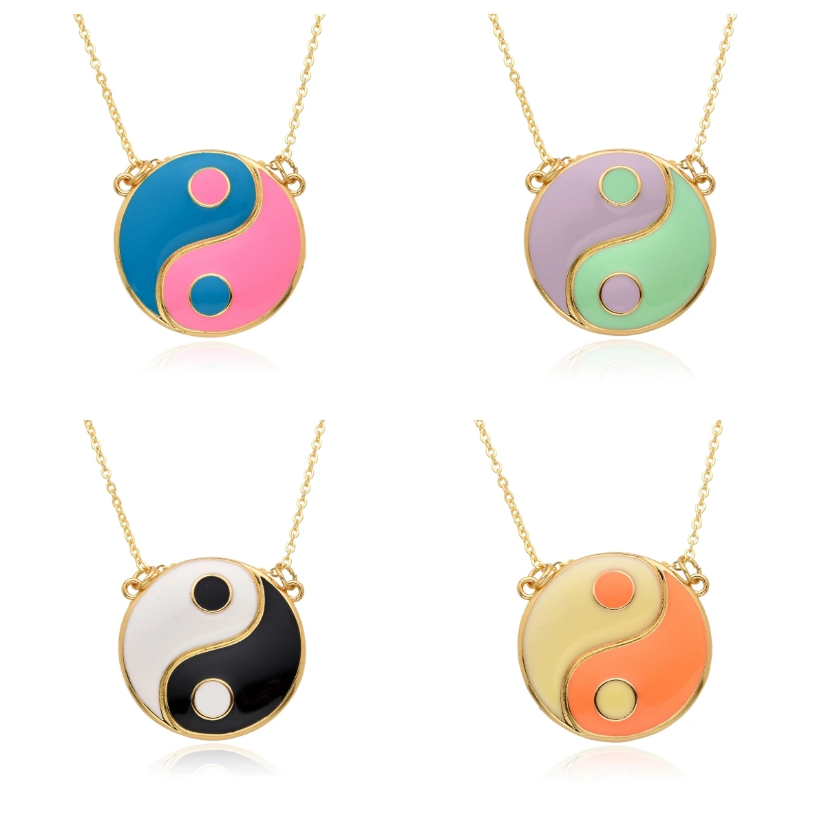 Colorful Round Yin Yang Charms Eight Trigrams Necklace for Women Tai Chi Diagram Choker Pendant Jewelry Making DIY Accessories