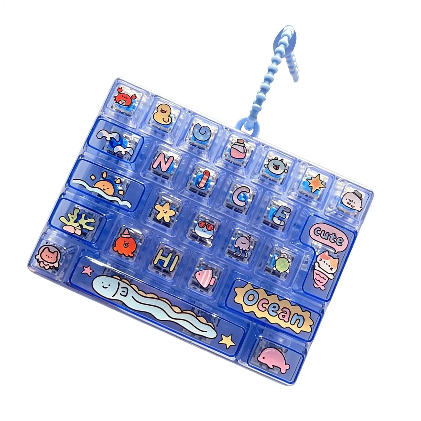Fidget Keyboard Clicker Anti-Stress Fidget Purse Ornaments Portable Clicker Toy For Kids Teens Adults Students Travelers Home