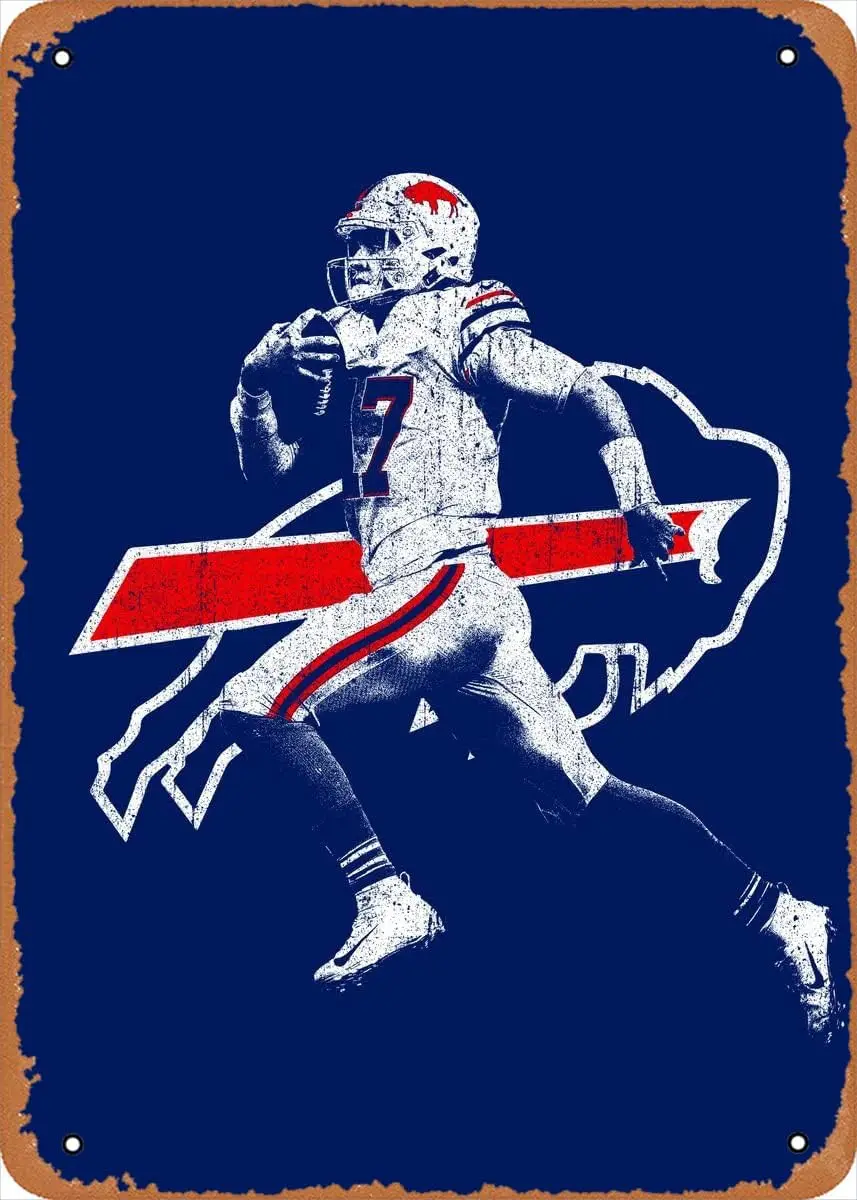 1p,YSIRSEU JOSH ALLEN Metal tin sign  Sport vintage poster Men's cave decoration, 20.32cm x 30.48cm