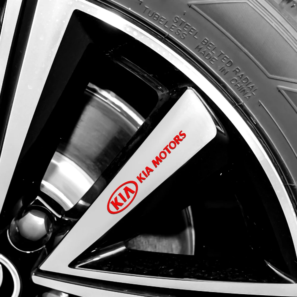 4Pcs Car Wheel Rims Body Decoration Stickers Reflective Styling Decals for Kia Sportage Rio 3 Soul Picanto EV6 Cerato Telluride
