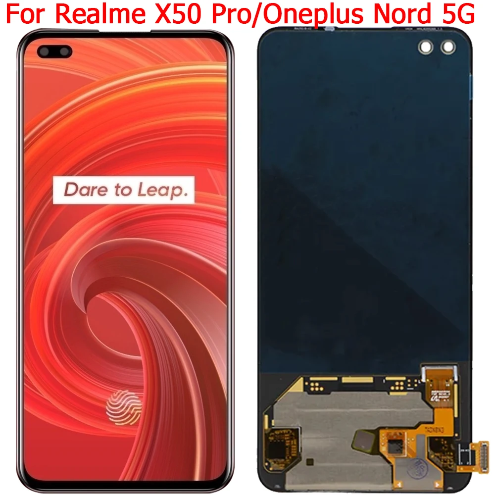 Realme X50 Pro RMX2075 용 LCD 디스플레이 터치 스크린, 프레임 포함, 6.44 인치 Oneplus Nord 5G AC2001 AC2003 LCD 디스플레이 부품