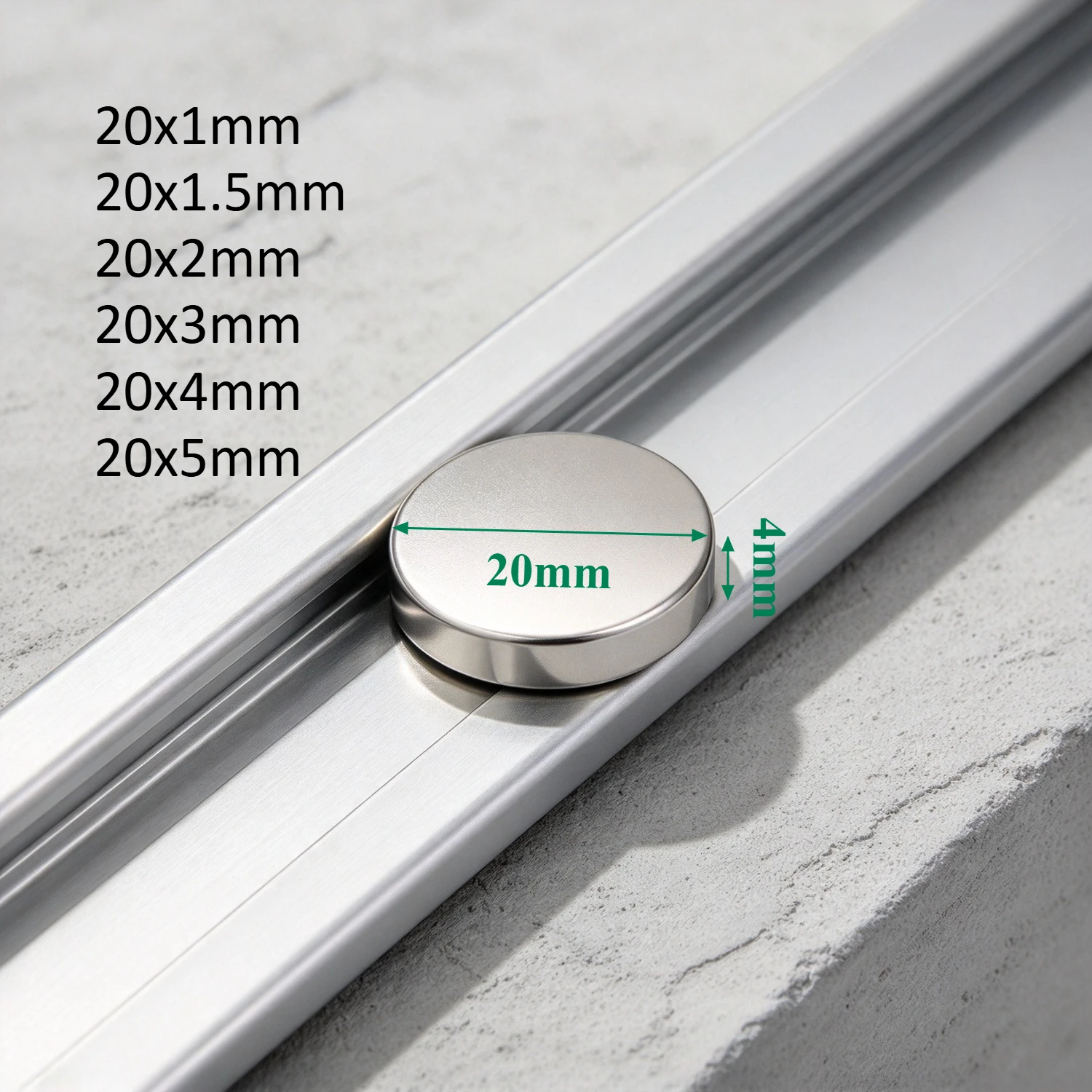 20x1 20x1.5 20x2 20x3 20x4 20x5mm N35 Round Neodymium Magnet Permanent Strong Powerful Magnets for DIY Craft Industrial Projects