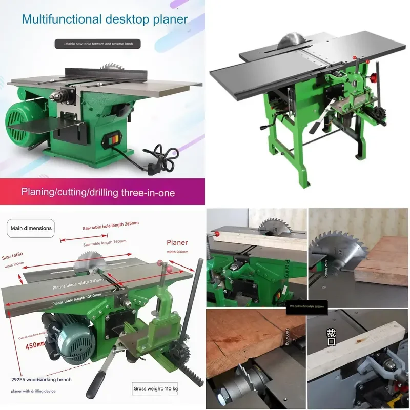 Three-in-one Multifunctional Horizontal Band Saw Woodworking Planer That Holds 3.5-inch Saw Blades for Drilling Cutting
