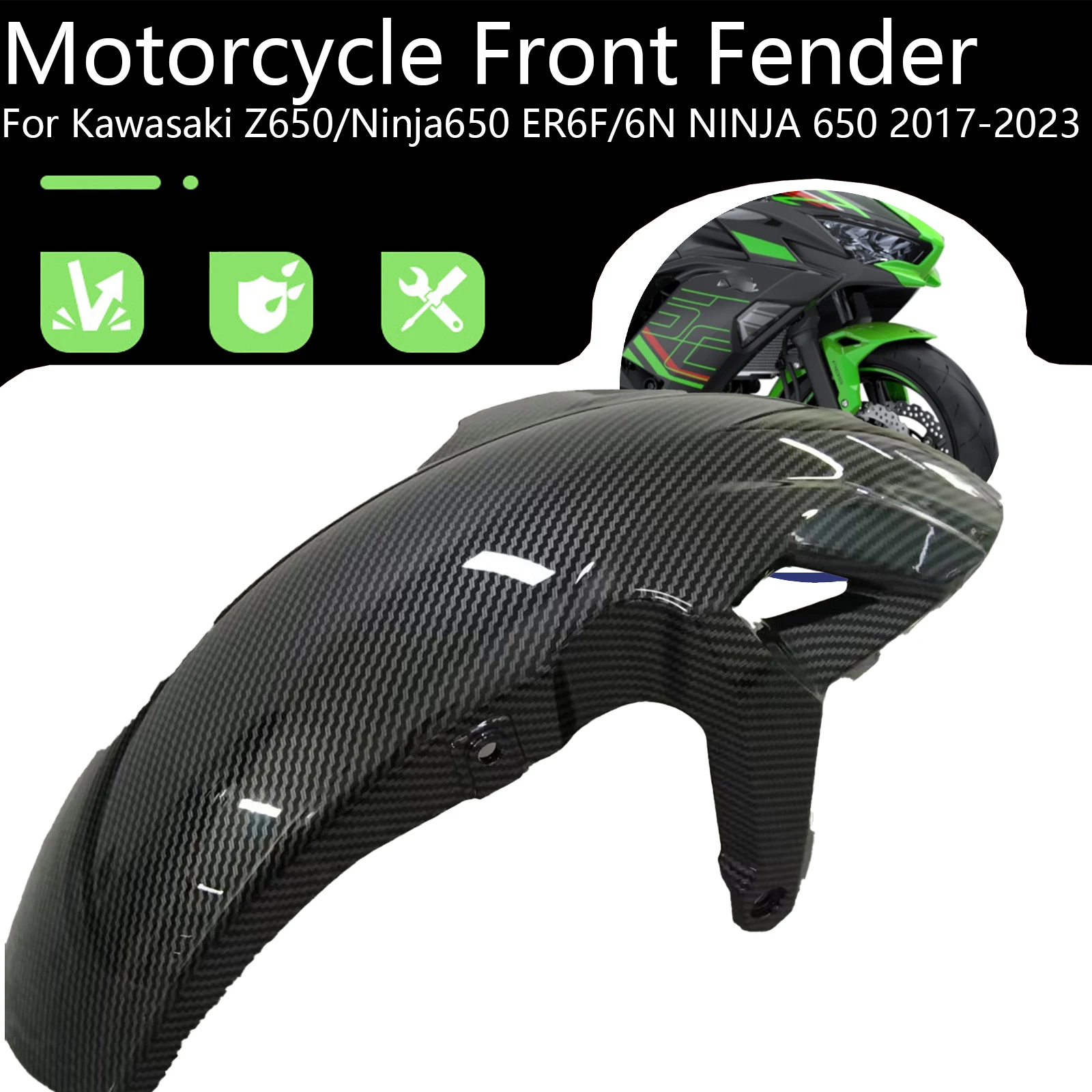 For Kawasaki Z650/Ninja650 ER6F/6N NINJA 650 2017-2023 Motorcycle Front Wheel Fender Mudguard Splash Guard Fairing Fit