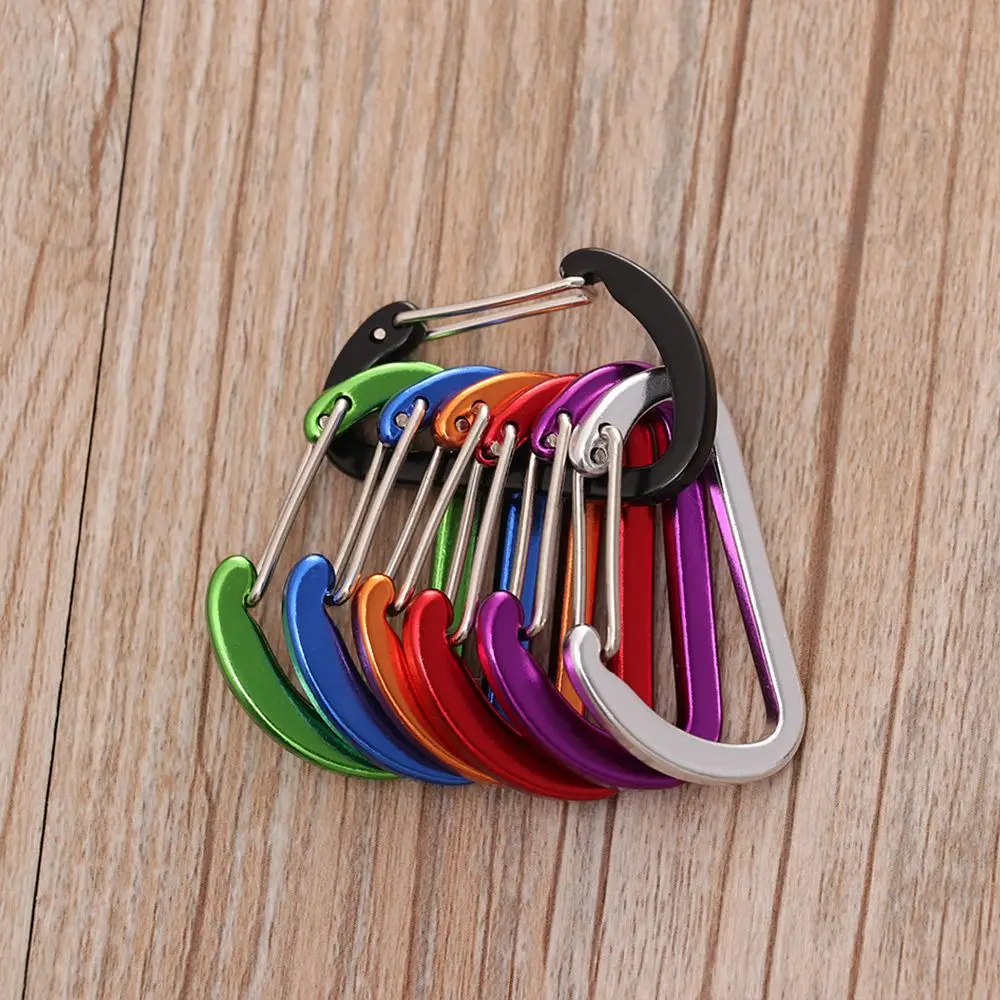 4pcs 7 color Aluminum Alloy Lock Buckle Hook D-Ring Keychain Climbing Snap Clip Outdoor Camping Keyring Carabiner