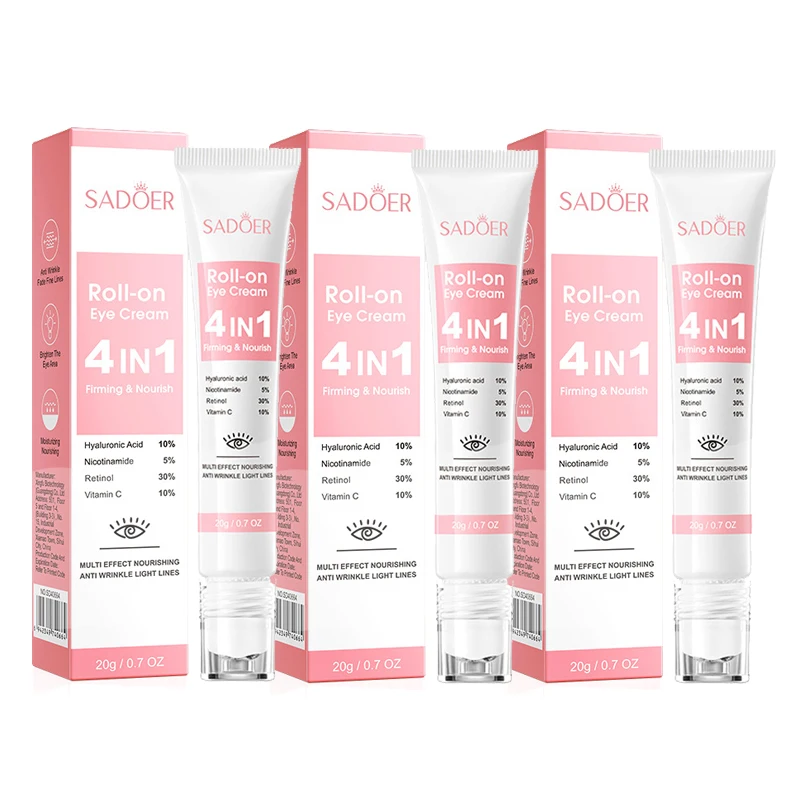 1/2/3 Stück SADOER Augencreme Retinol Nicotinamid Hyaluronsäure Vitamin C Anti Dark Circle 4in1 Feuchtigkeitsspendendes Anti-Aging-Augenserum