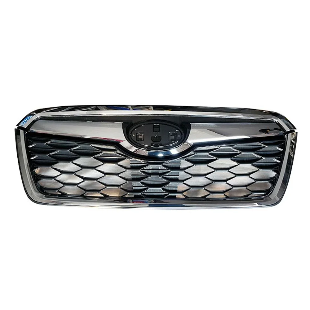 For Subaru Forester 2019-2021 Bumper Grille Abs Sport X-Break Style Front Grill Mesh Kit Upper-Lower Gloss Black W. Chrome Frame