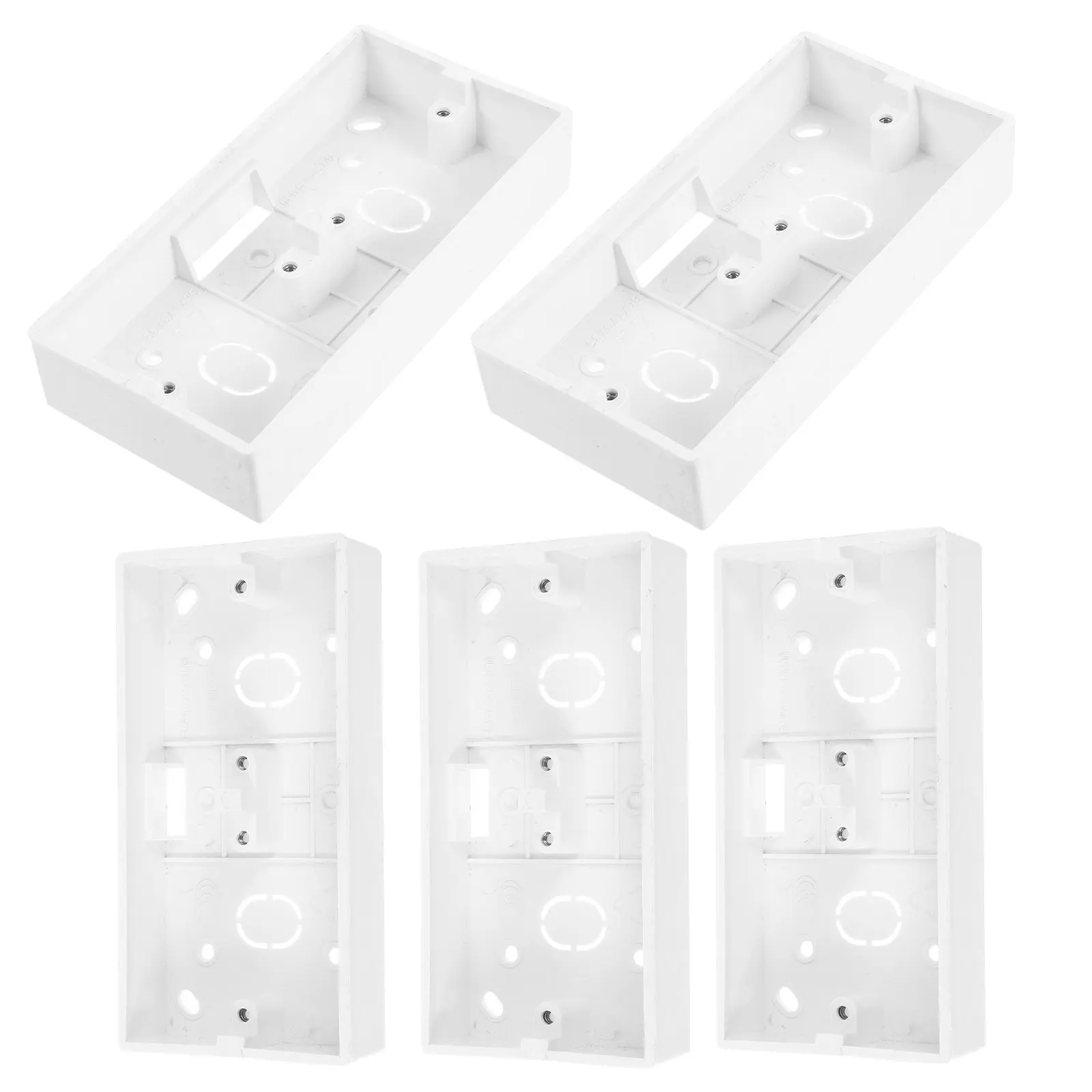 5Pcs Surface Mount Electrical Junction Box Standard Size PVC Outlet Box Wall Mount Plastic Switch Socket Panel for Home