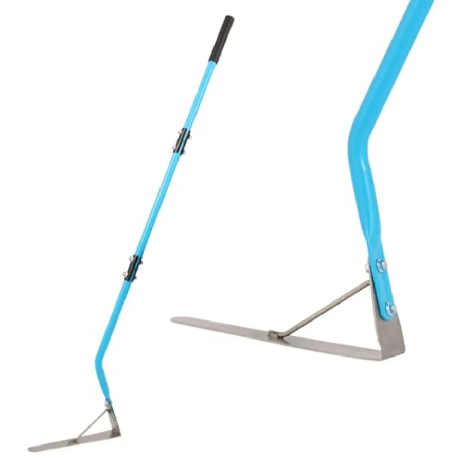 Cortador de ervas daninhas manual com lâmina de aço inoxidável 304 de dois gumes para capina de jardim eficiente alça ergonômica de borracha macia de 41 polegadas