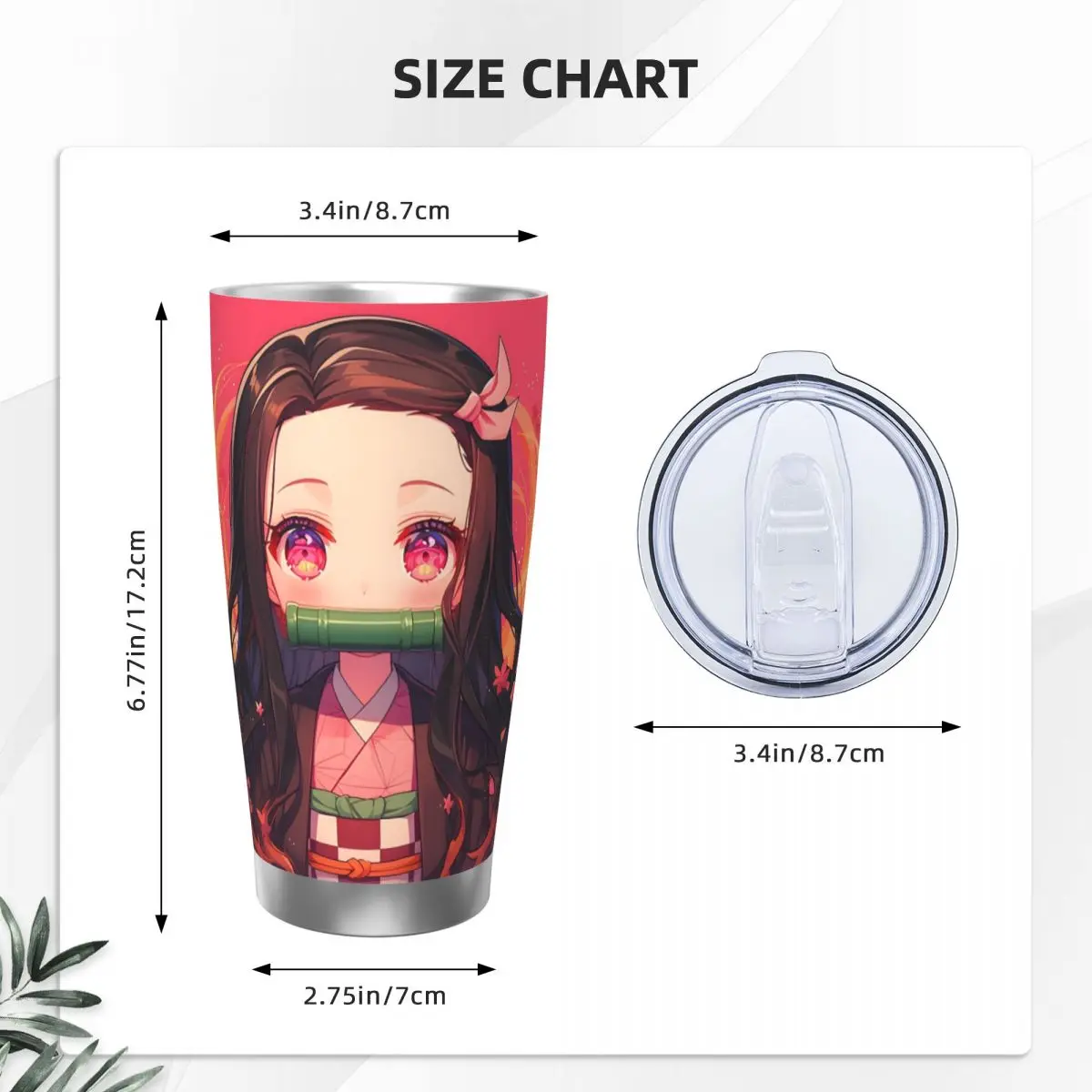 Nezuko Kimono Demon Slayer Kimetsu No Yaiba Anime Stainless Steel Tumbler Vacuum Insulated Mugs Thermal Cold Cup Straw Lid 20oz