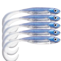 10pcs Plastic Soft Lures 10cm Simulation 3D Eyes Artificial Spinning Tail Fishing Bait Wobbler Worm Swimbait Sinking Minnow Lure