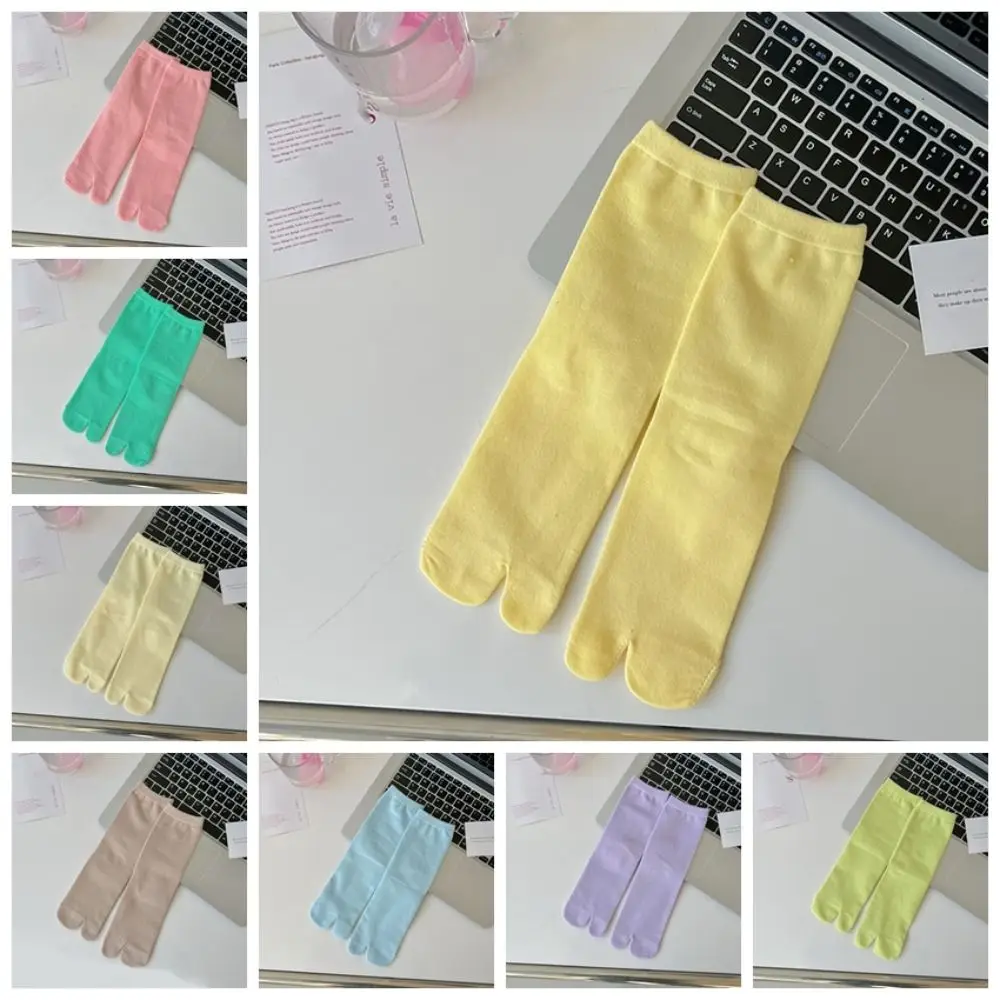 

2 пары простых хлопковых носков ярких цветов с двумя носками, противоскользящие носки до середины икры с раздельным носком, женские однотонные носки с разделителем пальцев, унисекс