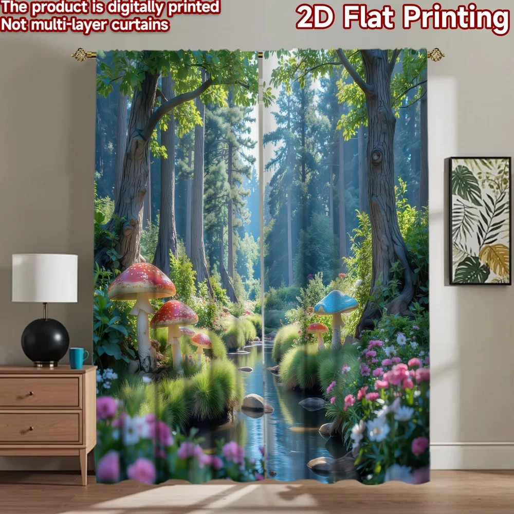 

1pc 2D flat Photography Backdrop Party Backdrop Enchanted Forest Stream 100% Polyester Birthday Party Use for Bedroom
