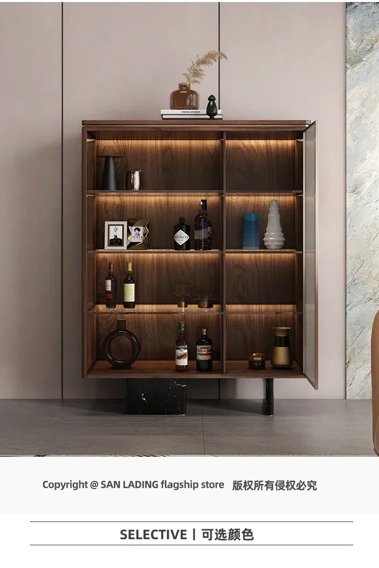 

Итальянский минималистичный светлый роскошный высококачественный боковой шкаф из черного ореха