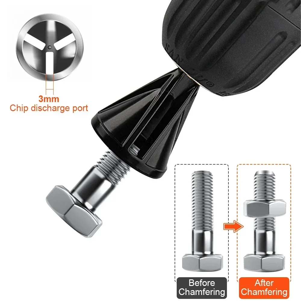 5pcs Deburring External Chamfer Tool Stainless Steel Remove Deburring Tool for Metal Screw Fast Remove Drilling Accessorie Black