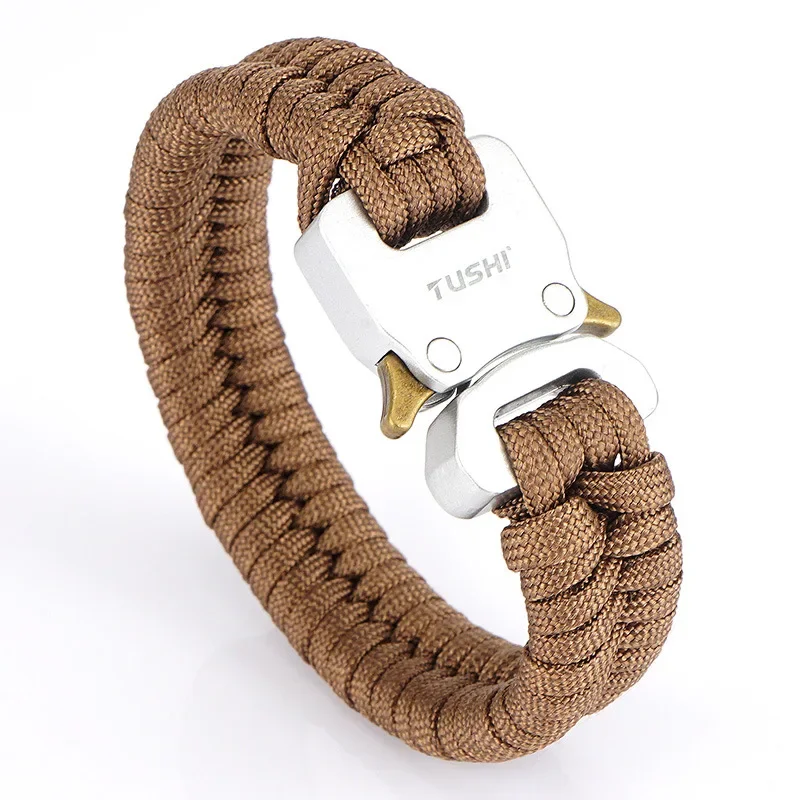 Quick Unlock Outdoor Survival Tactical Bracelet 26 Wearproof Woven Hand Rope Field Survival Tool Adjustable Bracelet Unisex