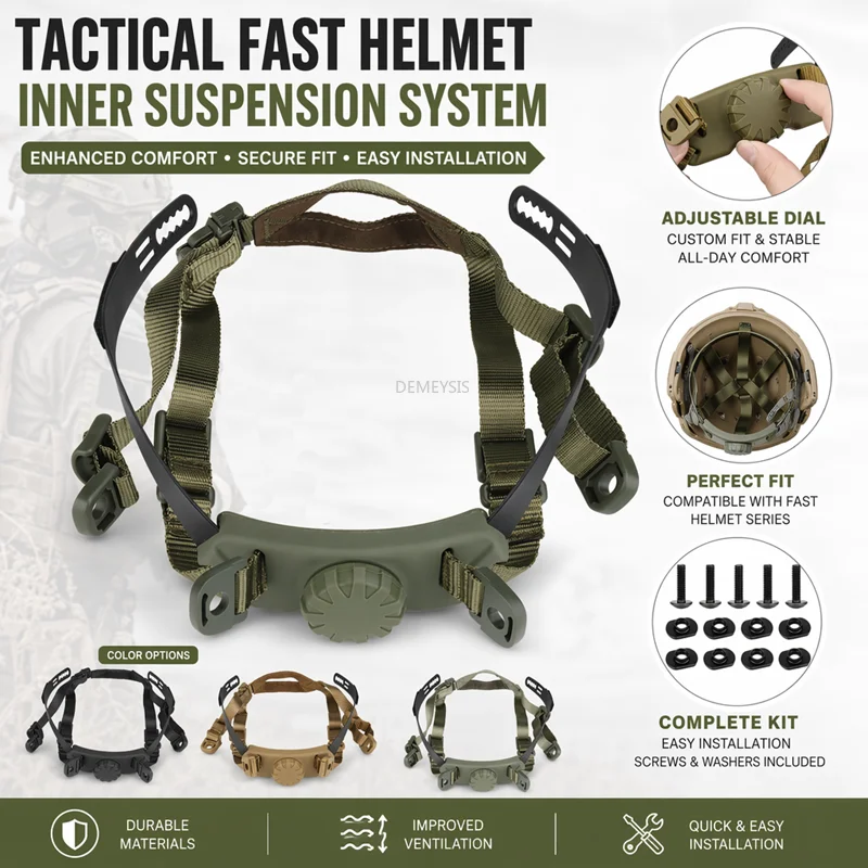 Tactical FAST SF HIGH CUT Helmet Suspension System Adjustable Head Locking Chin Strap Airsoft CS Hunting Helmets Accessories