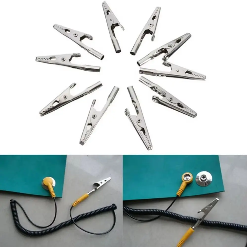 10Pcs/Set 51mm 10A Alligator Clips Nickel Plated Single Prong Electrical Test Clip Metal Battery Clamps Electrical Testing