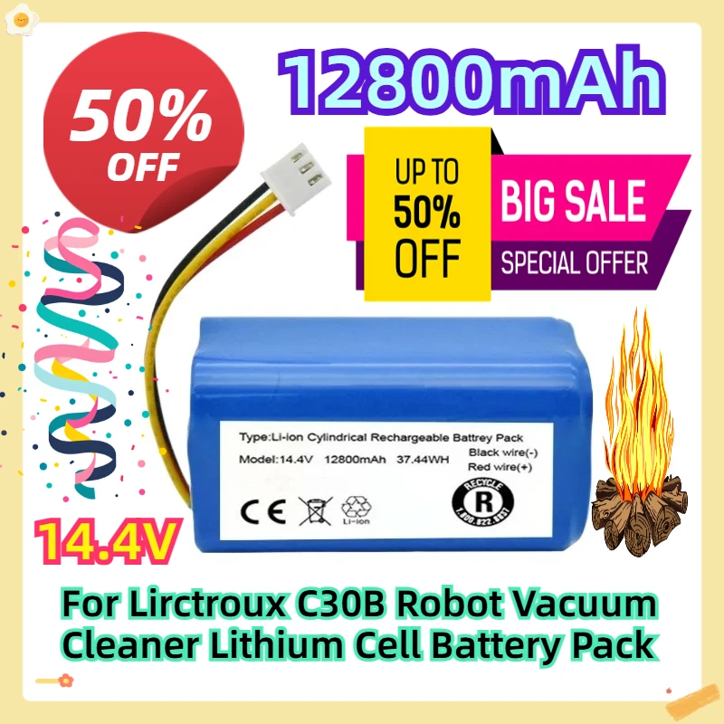 

For Lirctroux C30B Robot Vacuum Cleaner Lithium Cell Battery Pack 14.4V 12800mAh