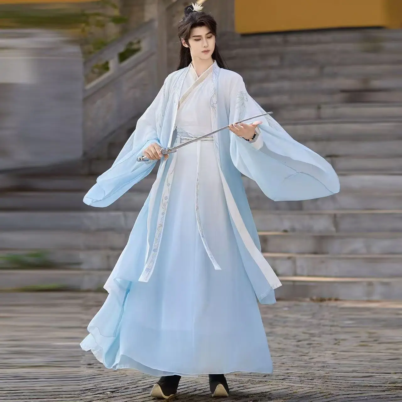 Costume Hanfu unisexe ancien de la dynastie des chansons traditionnelles chinoises, Costume de spectacle sur scène de carnaval, tenue de Cosplay martiale d'halloween