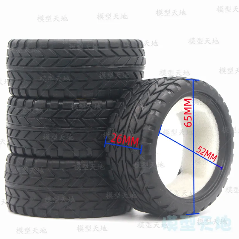 1:10 On-Road Car Tires 65MM High Grip Rubber Tyre Hot Melt Tire HSP HPI HIMOTO 94123 FW06 TT02 E10 Abrasion Resistant Racing Car