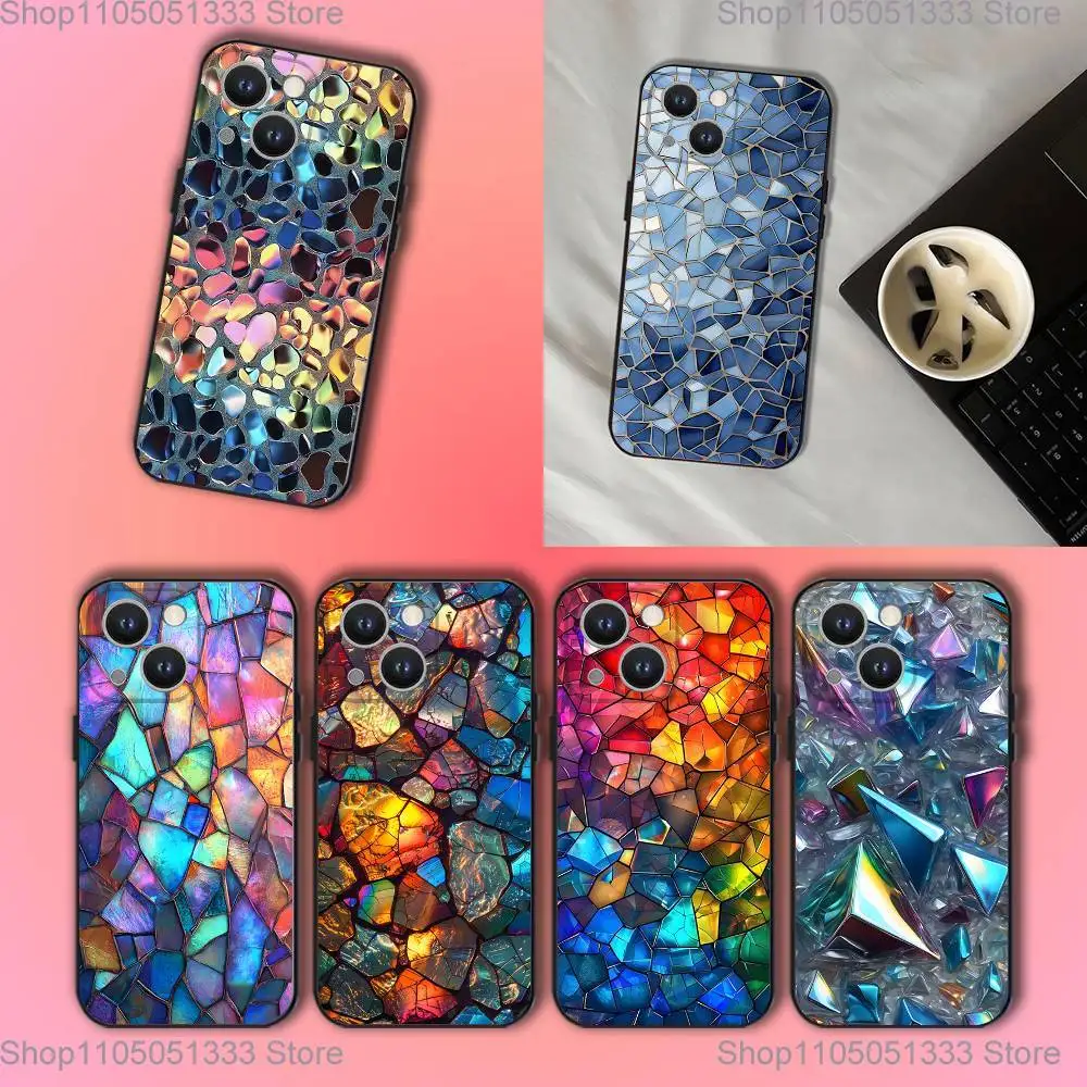 

Colorful Glass Phone Case For iPhone 17,16,15,14,13,12,11,Pro,XS,Max,XR,Plus,E,SE4,Mini Black Soft Cover