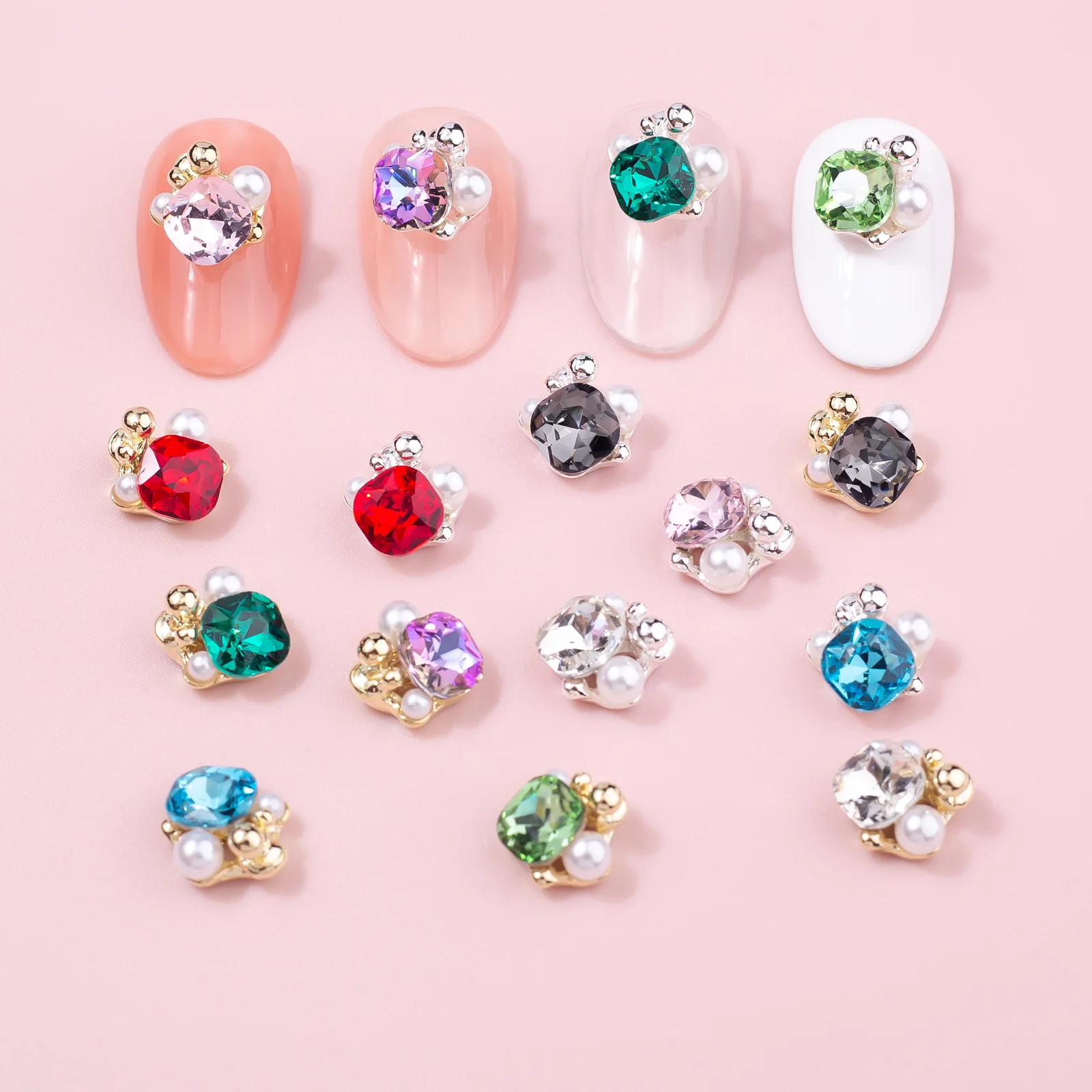 

10Pcs Winter Nail Art Decorations: Colorful Gems for 3D Nail Designs Sparkling Nail Decorations