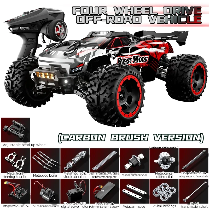 SCY 1:10 Full Scale 4WD High Speed Off Road RC Car Brushed Motor Remote Control Climbing Monster Truck SCY10101 For Kids Adults