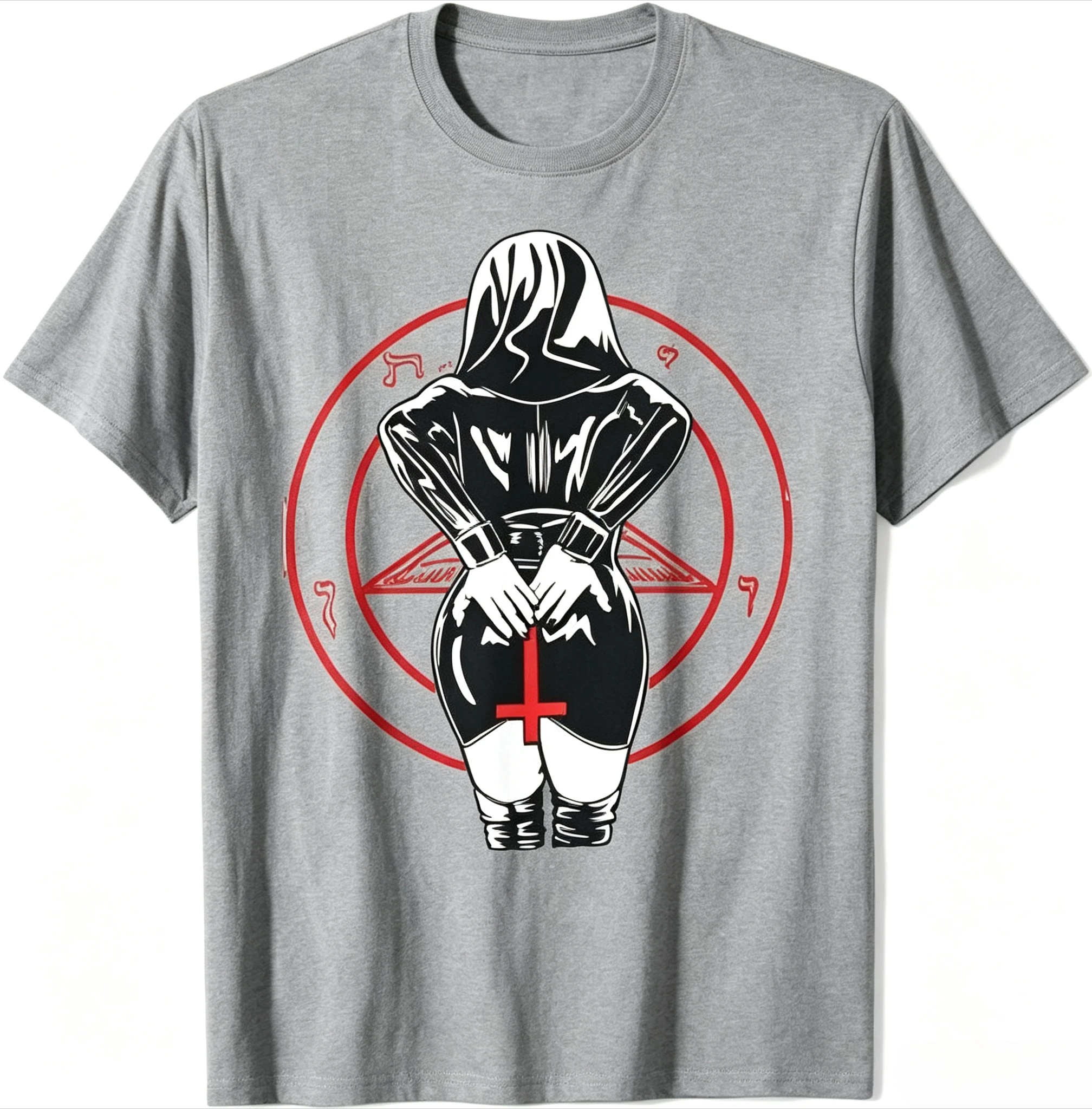 Mode Bad Nun Sexy Satan Kult Männer Frauen Cooles Geschenk T-Shirt Retro Streetwear Hochwertiges Rundhals-Kurzarm-Herren-T-Shirt – Detail 6