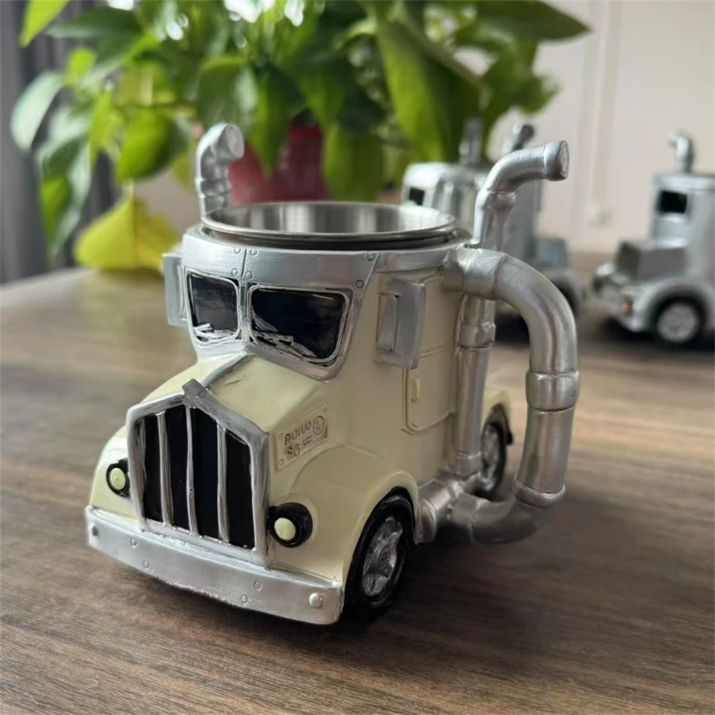 ความจุ 11 ออนซ์รถบรรทุกแก้วกาแฟเรซิ่นสแตนเลสแก้วกาแฟเครื่องดื่มถ้วยรถบรรทุกรูปร่างถ้วยน้ําเดสก์ท็อปเครื่องประดับของขวัญ