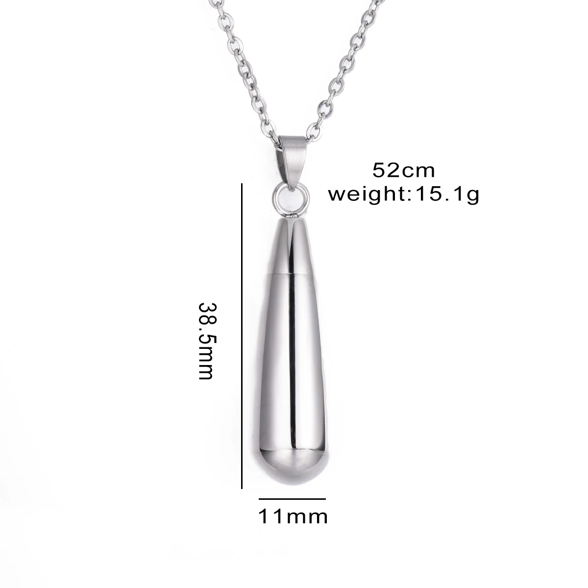 Stainless Steel Teardrop Stainless Steel Cremation Urn Necklace Pendant with Fill Kit Ashes Jewelry