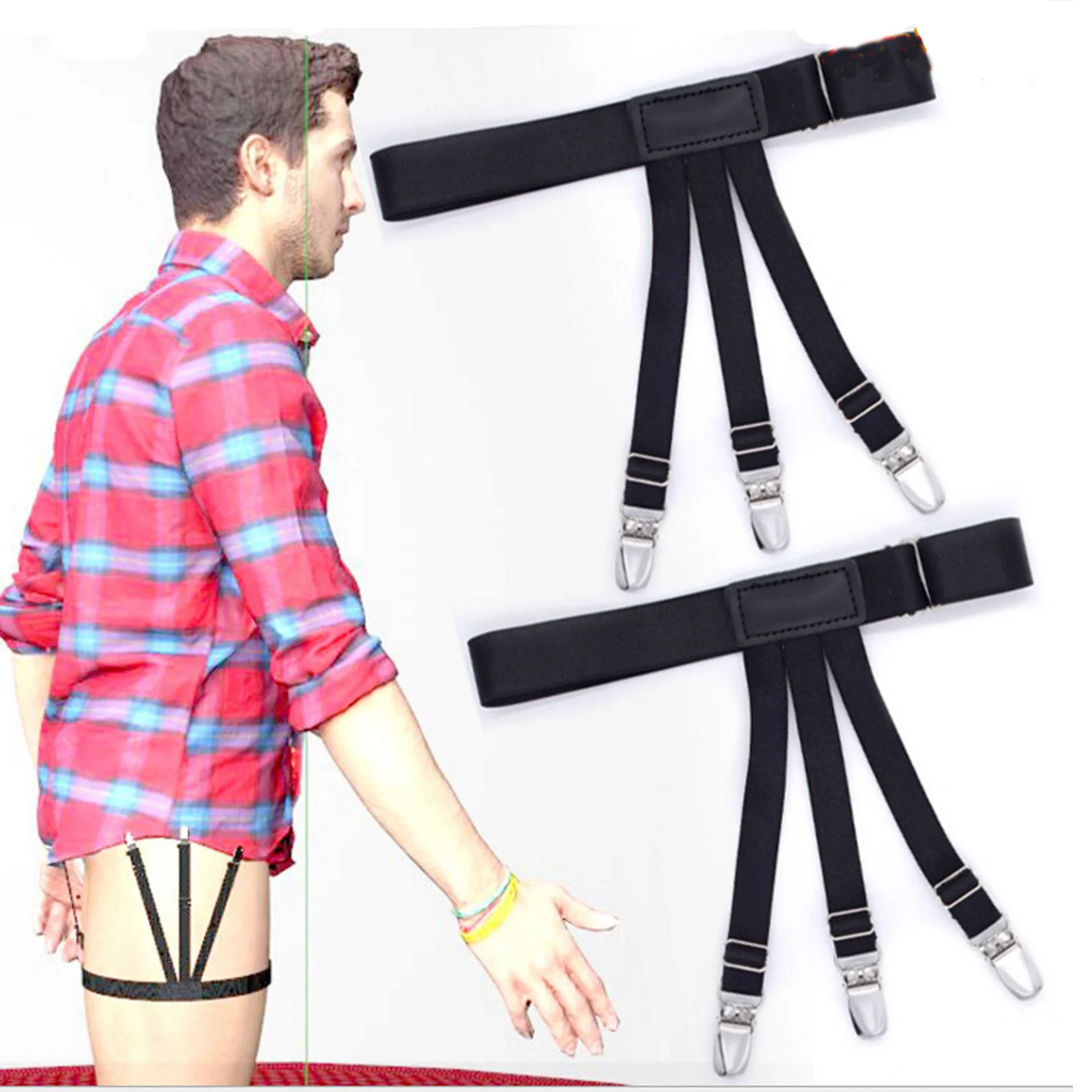 

Men's Shirt Garters Stays Suspenders Straps Anti-skid Shirt Crease-Resistance Non-slip Locking Clamps Black Holders Straps Wear