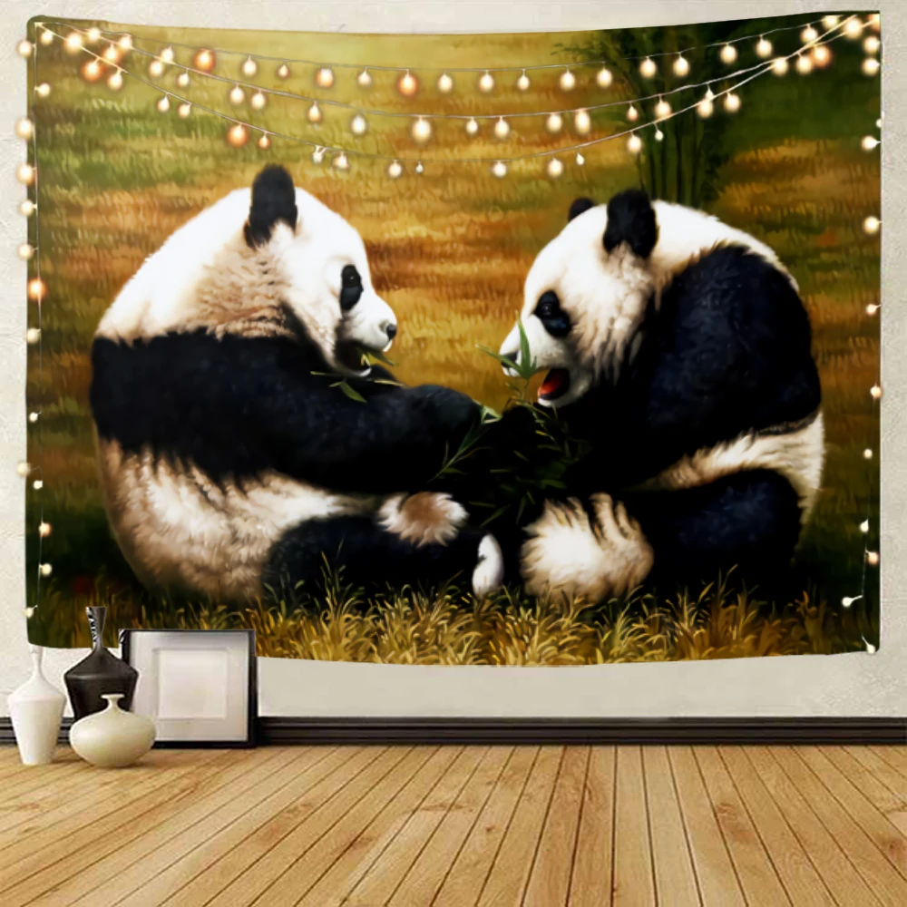 Décoration de fond de panda géant mignon, tapisserie d'animaux de la forêt, décoration de la maison