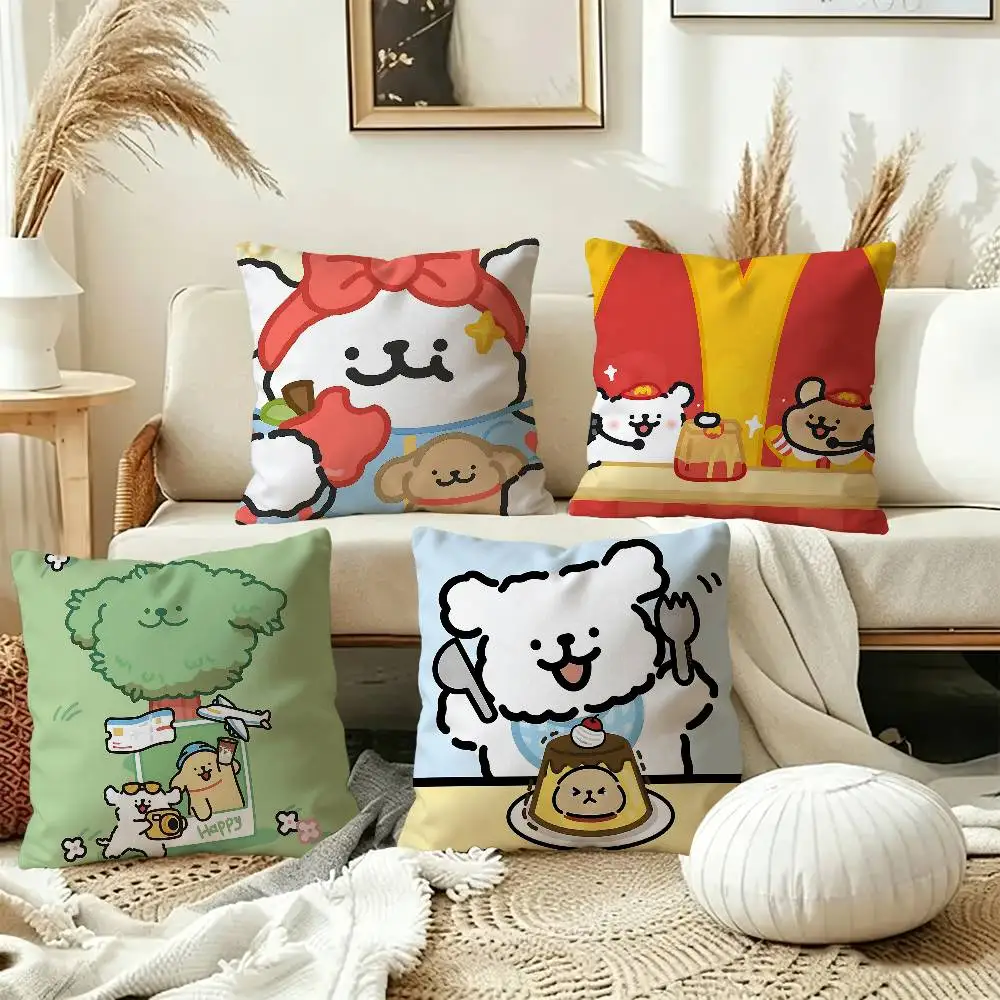 Cartoon Cute Maltese Dog Maple Design Cushion Cover Happy Autumn Harvest decor Holiday Decorati Pillow Cover