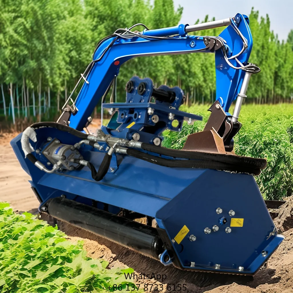 Yantai WIGON Straw Brush Weeds Crush Cutting Excavator Flail Mower