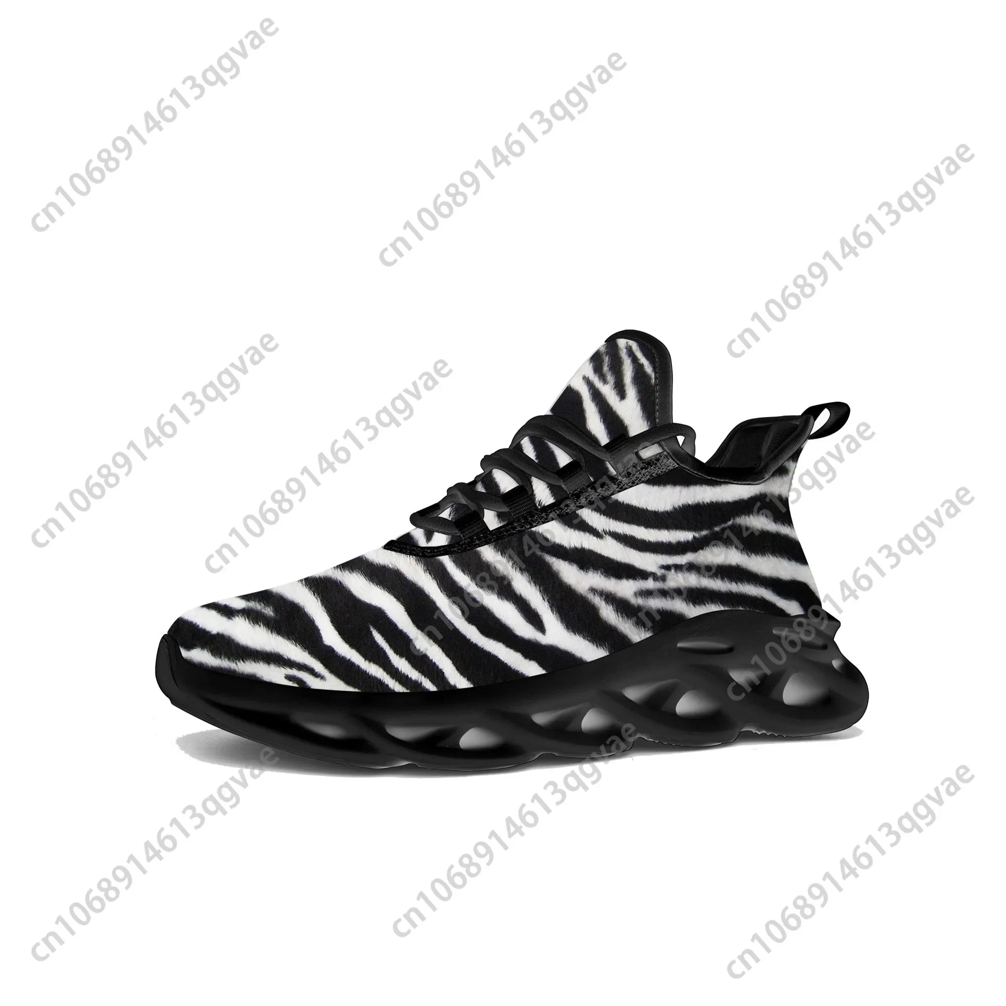 

Zebra Print 3D Flats Sneakers Mens Womens Pop Sports Running High Quality Sneaker Lace Up Mesh Footwear Tailor-made Shoe Black