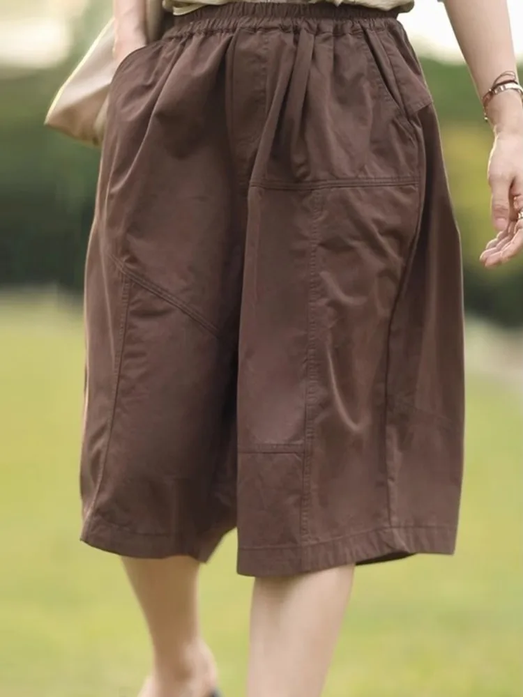 

Эластичные свободные прямые брюки цвета хаки с высокой талией, женские летние тонкие хлопковые повседневные широкие брюки, рабочая одежда, асимметричная