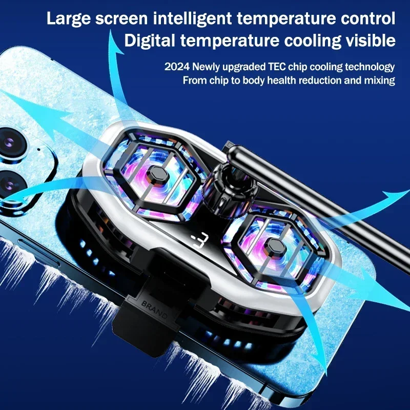 DY58 Mobile Phone Semiconductor Cooling Fan Radiator 3 Gear Adjustable Game Cooler For IOS Android Live Streaming Cool Heat Sink